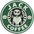 Jack coffee badge machine embroidery design